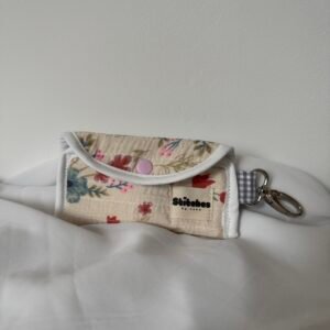 Bag charm keychain - Bloemen pouch