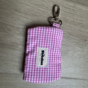 Sleutelhanger etui - Roze gingham