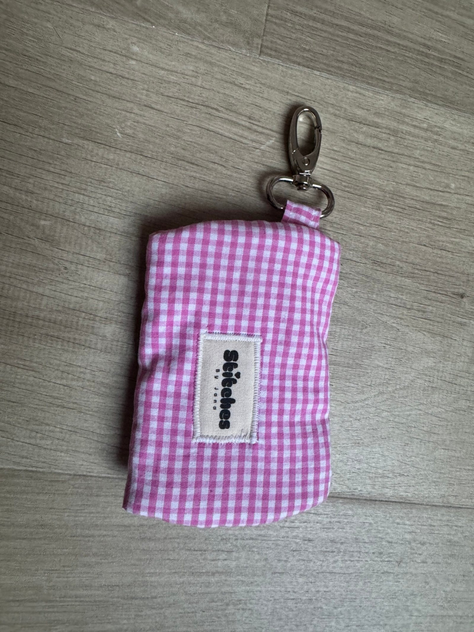 Sleutelhanger etui - Roze gingham