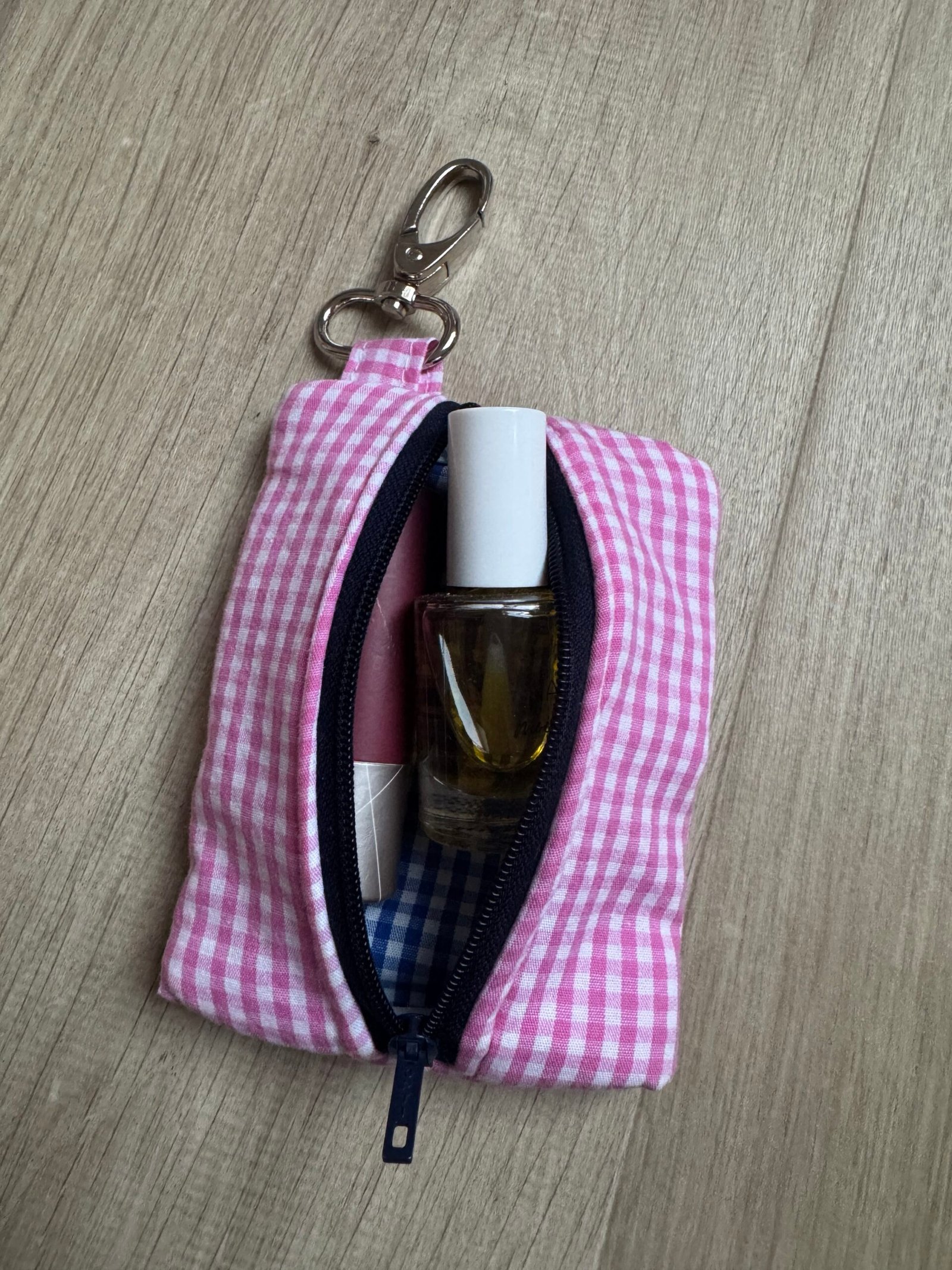 Sleutelhanger etui - Roze gingham - Afbeelding 3