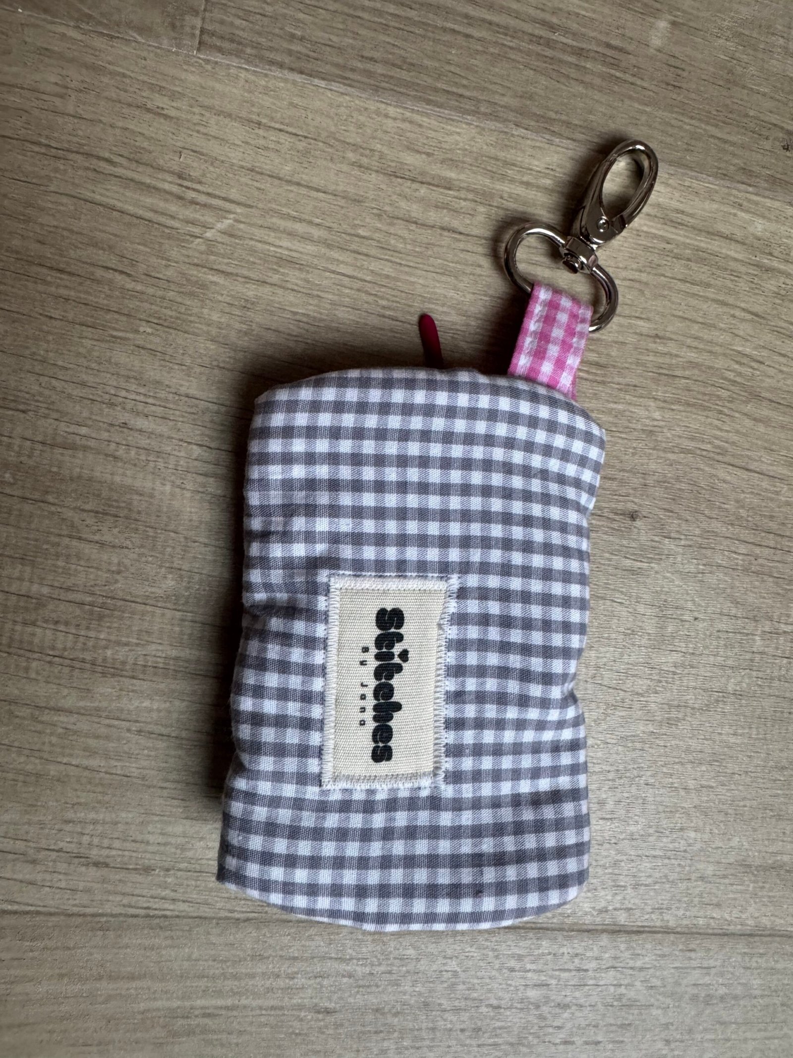 Sleutelhanger etui - Grijze gingham