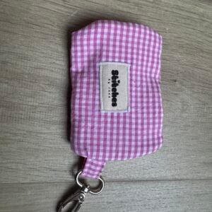 Sleutelhanger etui - Roze gingham
