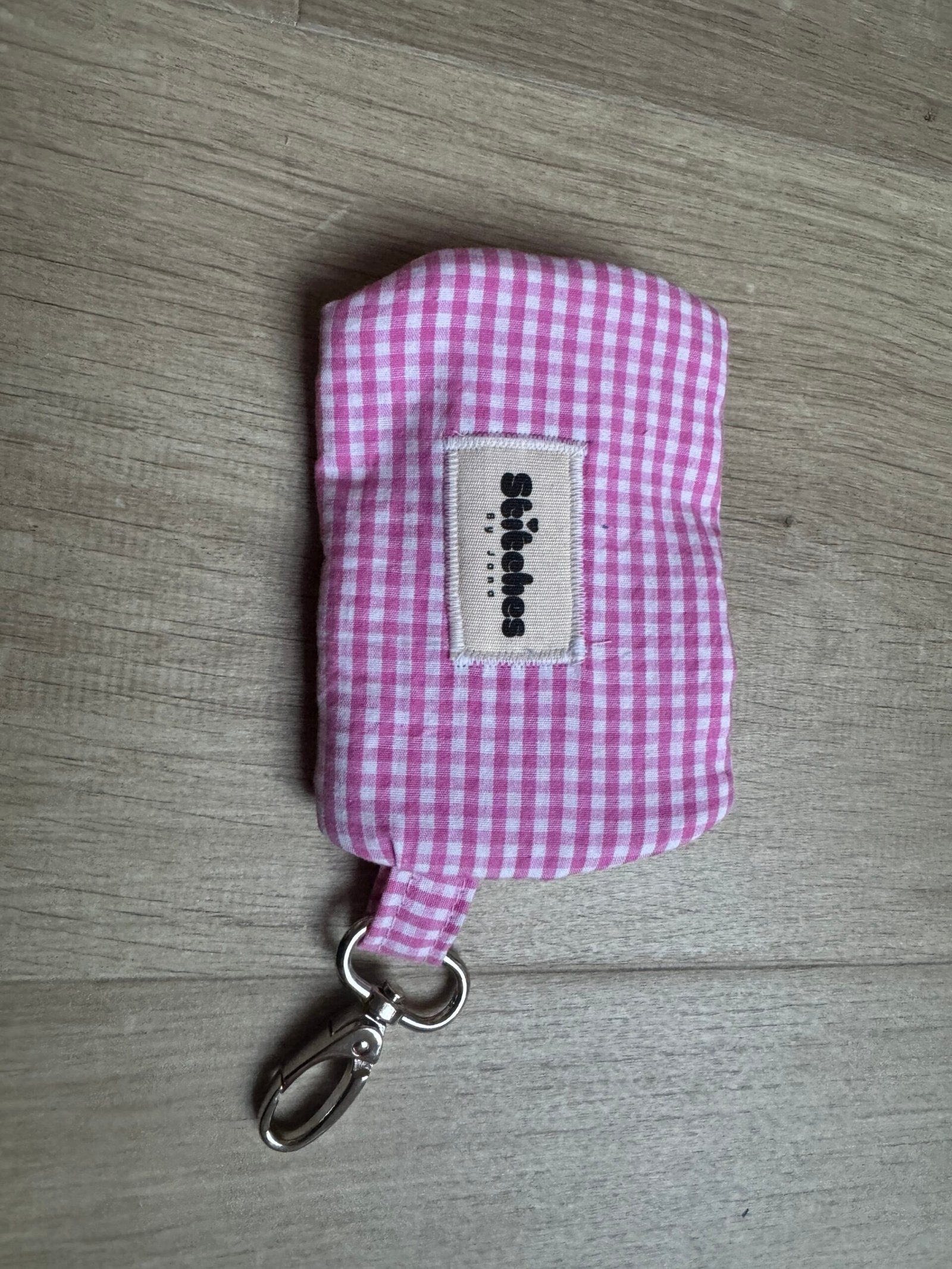 Sleutelhanger etui - Roze gingham