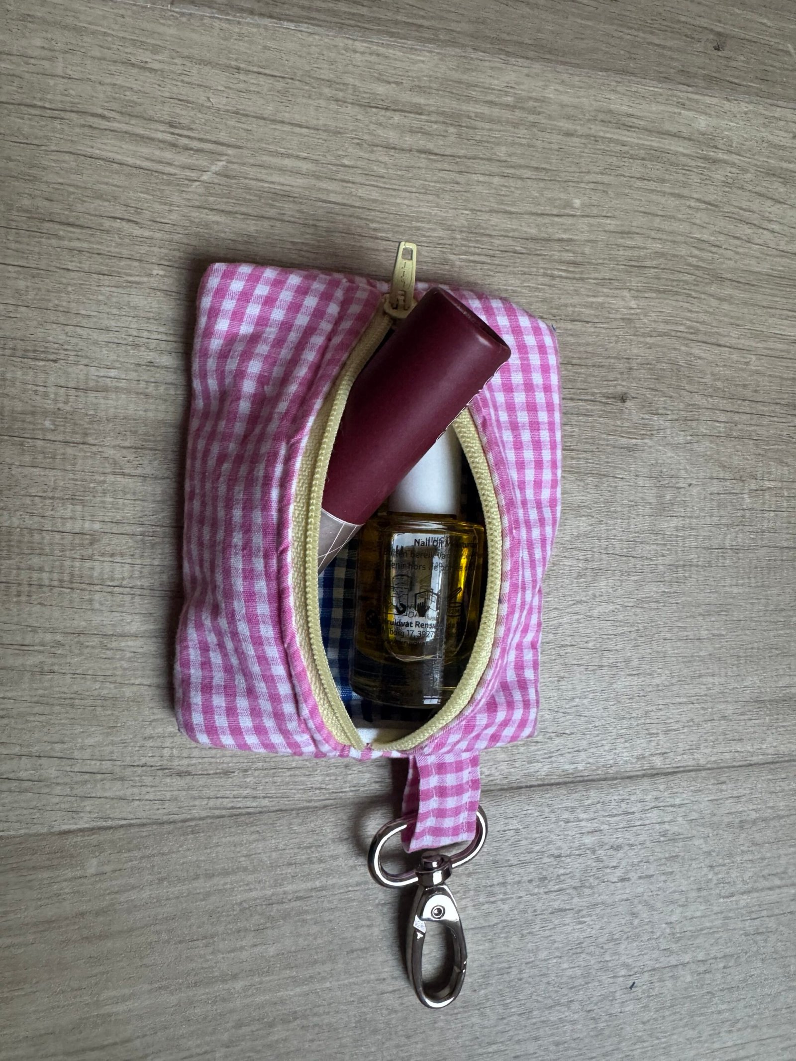 Sleutelhanger etui - Roze gingham - Afbeelding 3