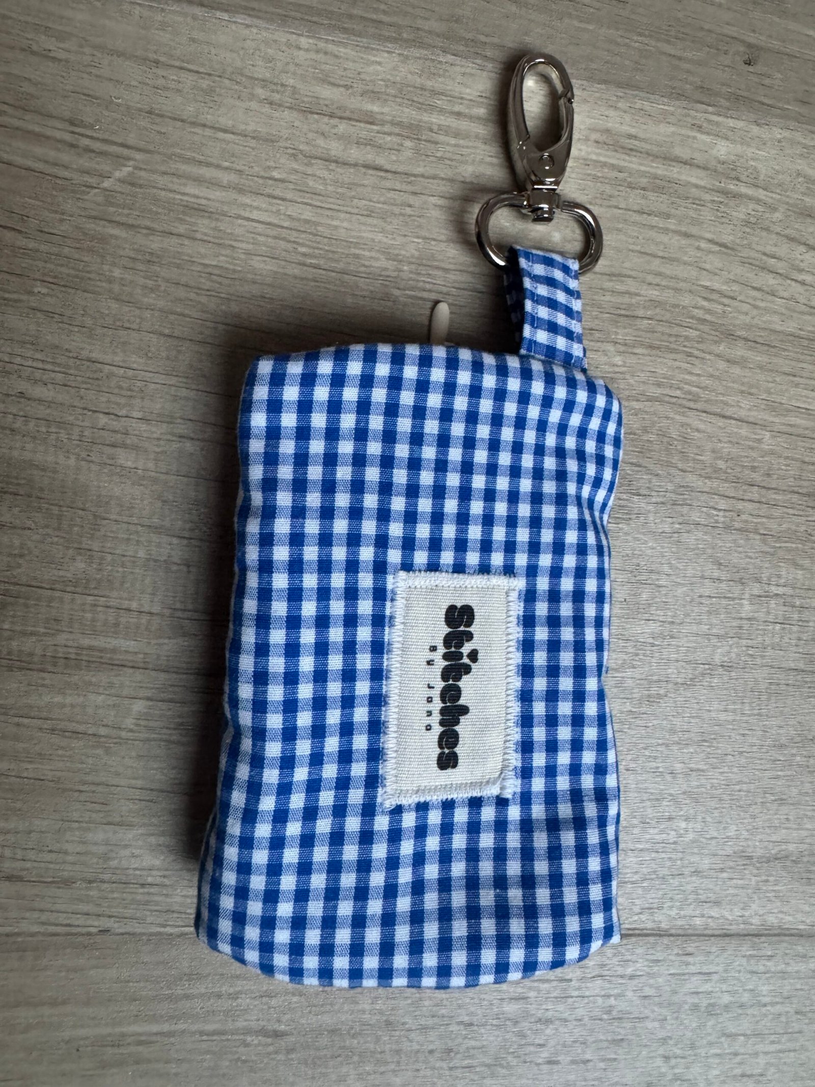 Sleutelhanger etui - Blauwe gingham