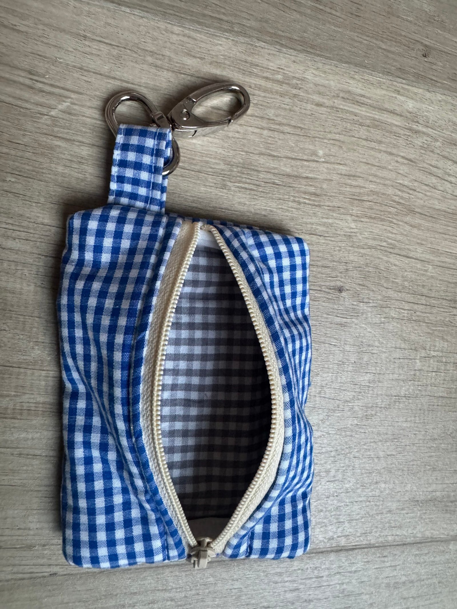 Sleutelhanger etui - Blauwe gingham - Afbeelding 2