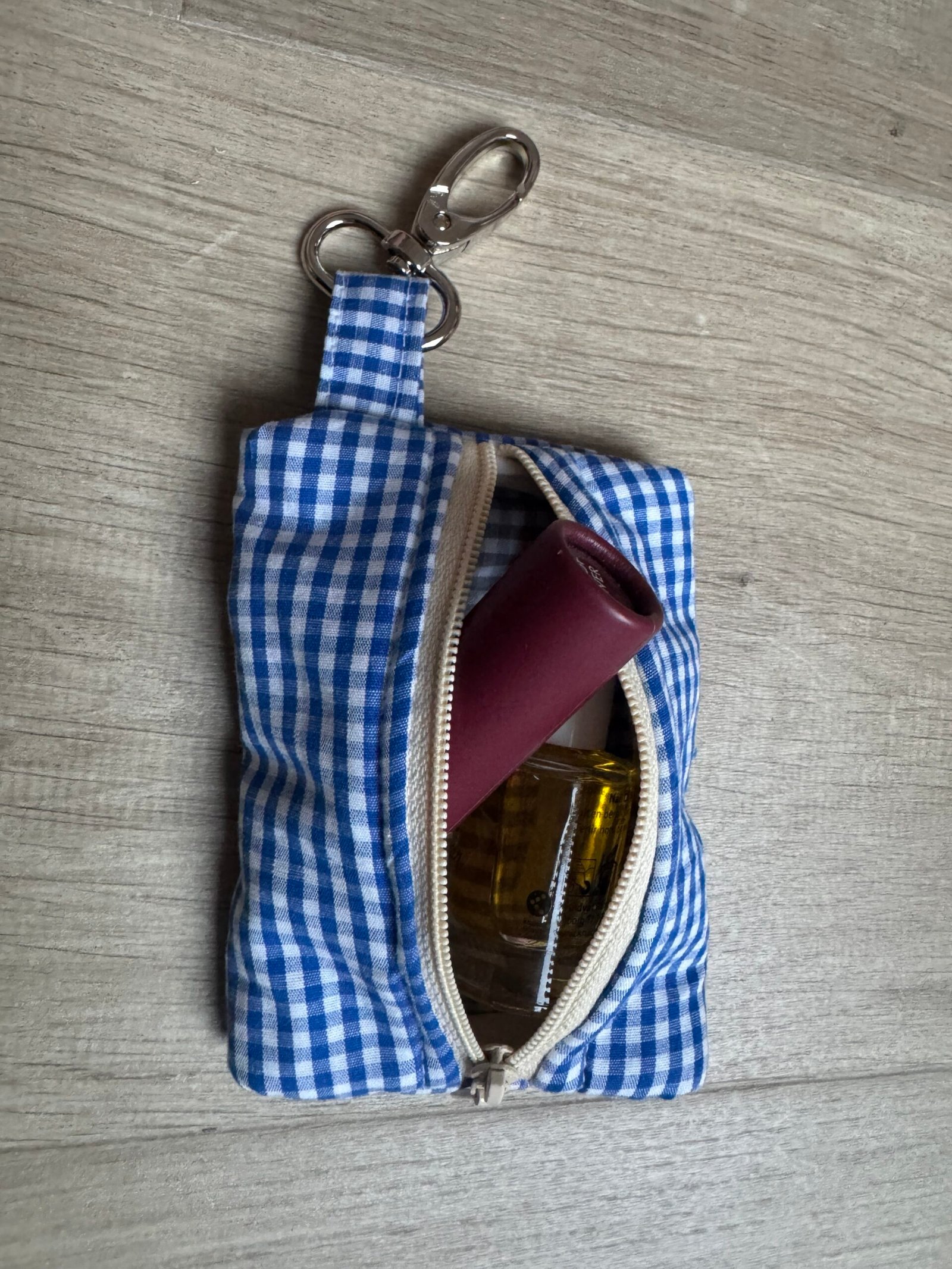 Sleutelhanger etui - Blauwe gingham - Afbeelding 3