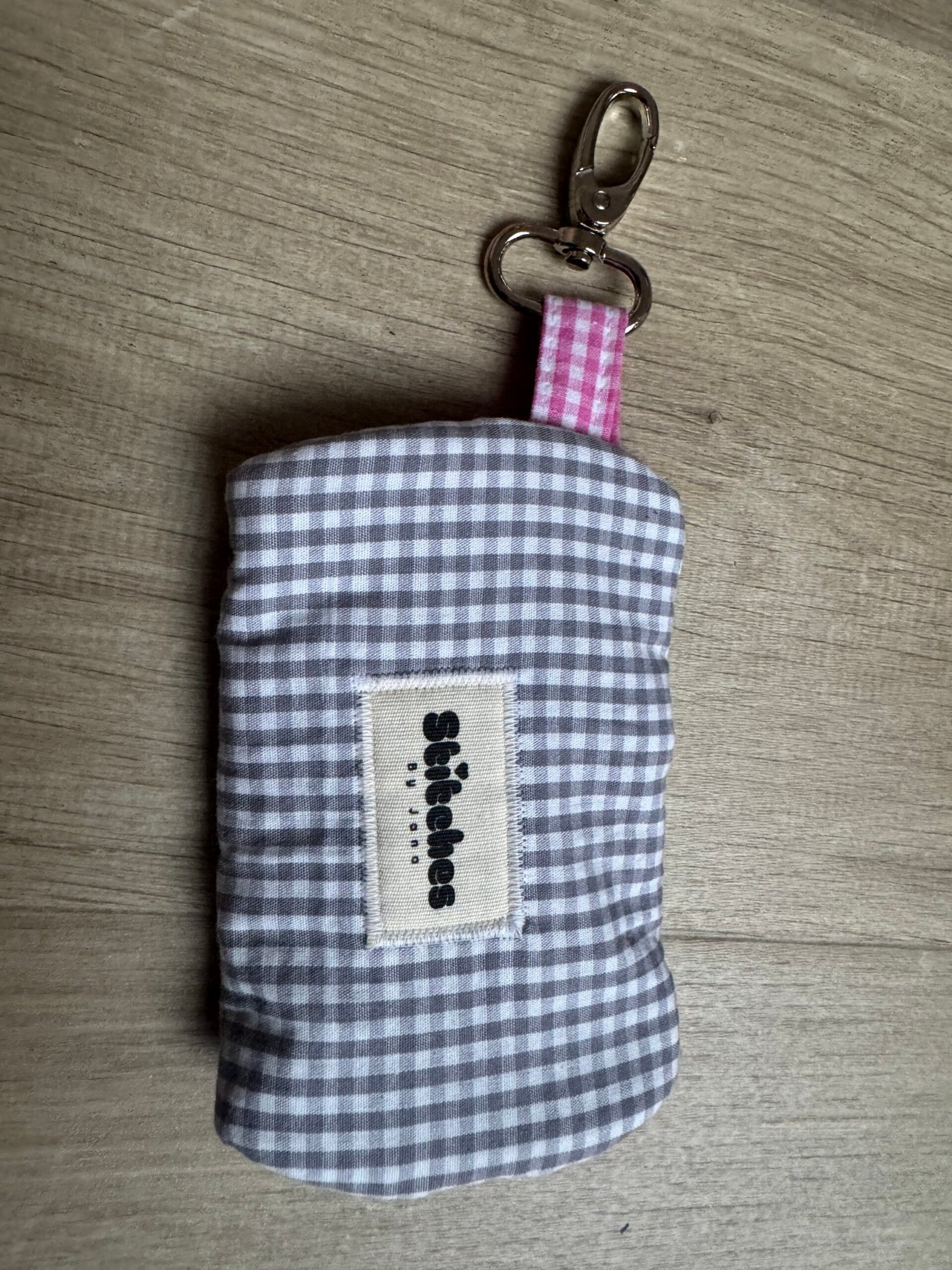 Sleutelhanger etui - Grijze gingham