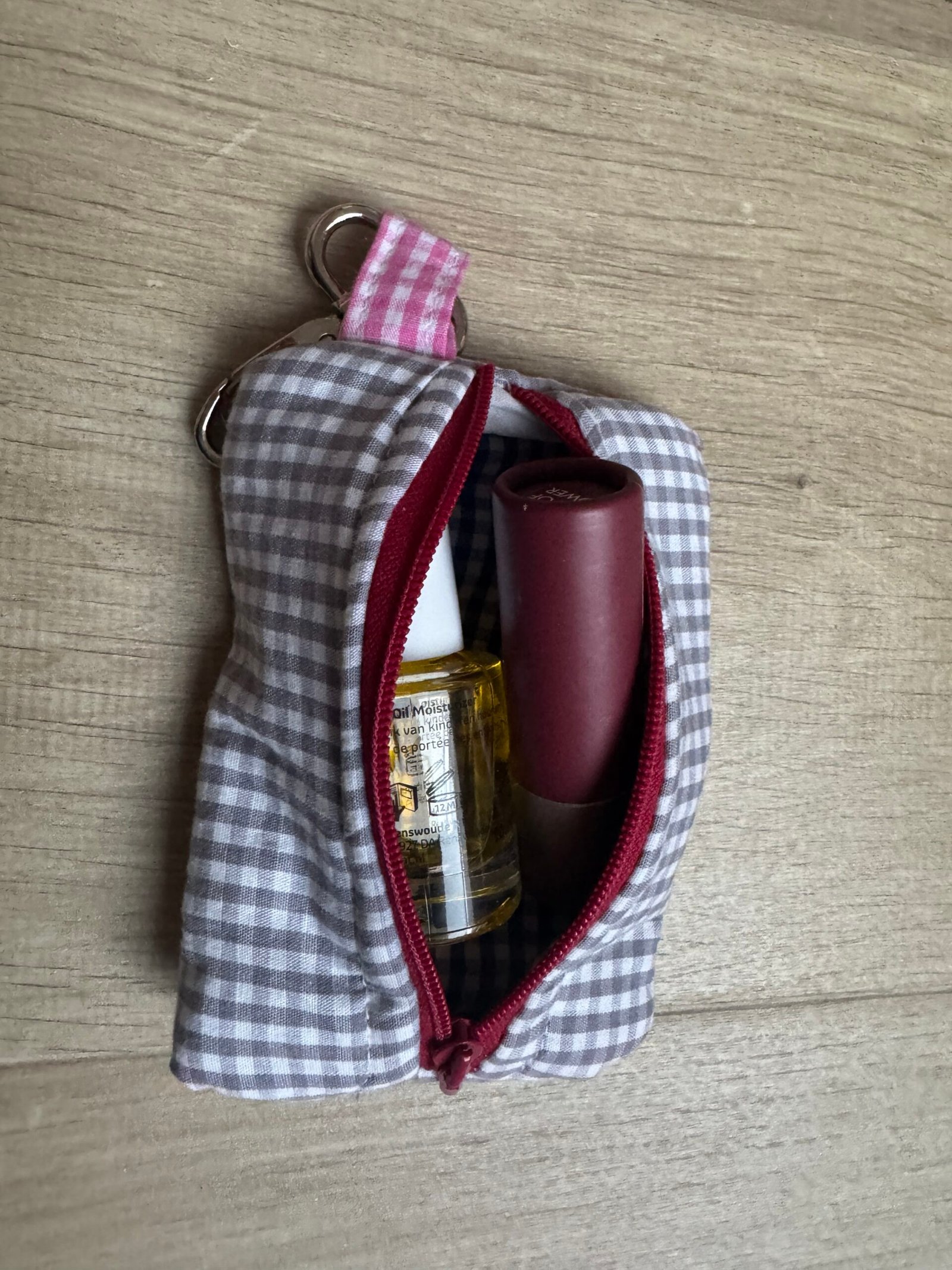 Sleutelhanger etui - Grijze gingham - Afbeelding 3